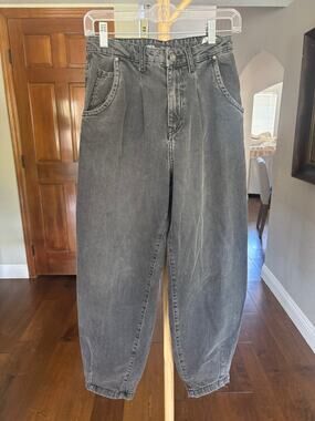 Zara Premium Denim High Rise Barrel Balloon Gray Wash Jeans Women Size 4 EUR 36